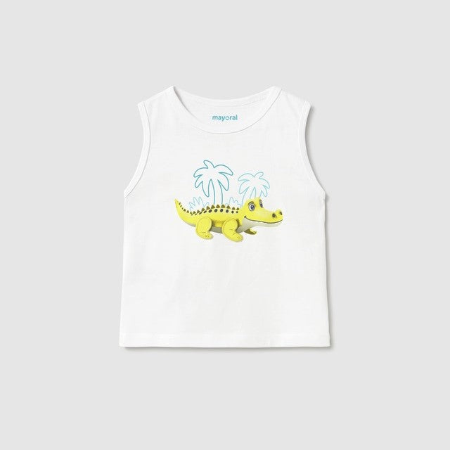Mayoral Yazlık Erkek Bebek Kolsuz T-shirt Ekru
