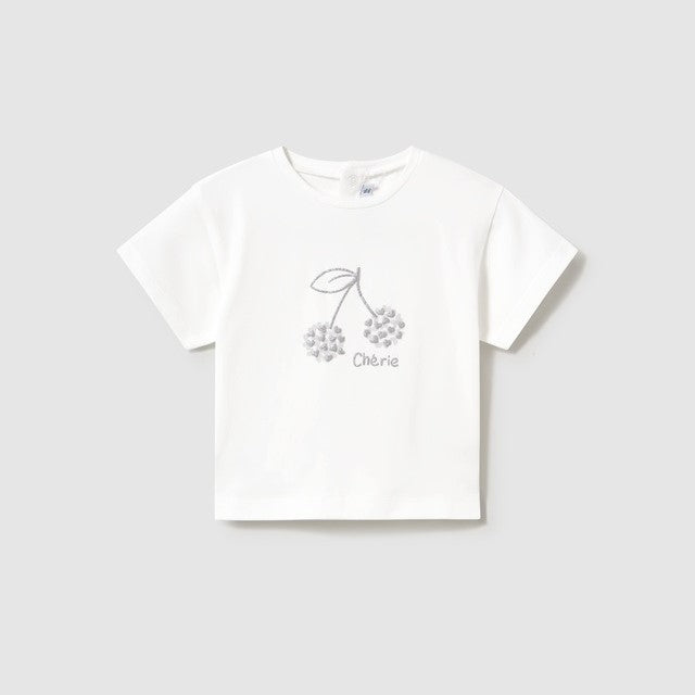 Mayoral Yazlık Kız Bebek Kısa Kol T-shirt Beyaz