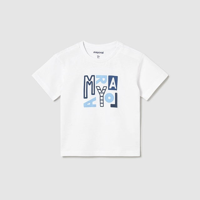 Mayoral Yazlık Erkek Bebek Kısa Kol T-shirt Beyaz
