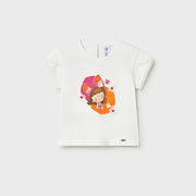 Mayoral Yazlık Kız Bebek Kısa Kol T-shirt Ekru