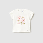 Mayoral Yazlık Kız Bebek Kısa Kol T-shirt Ekru