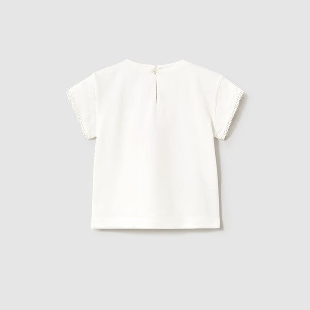 Mayoral Yazlık Kız Bebek Kısa Kol T-shirt Ekru