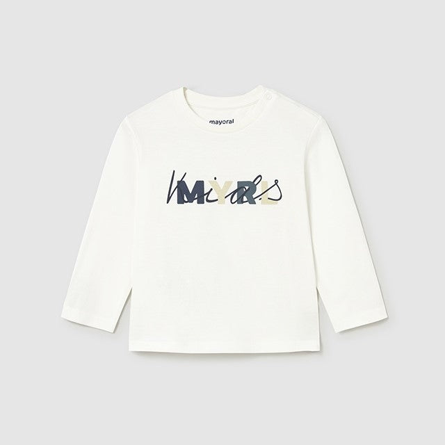 Mayoral Kışlık Erkek Bebek Uzun Kol T-shirt Ekru