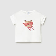 Mayoral Yazlık Kız Bebek Kısa Kol T-shirt Beyaz