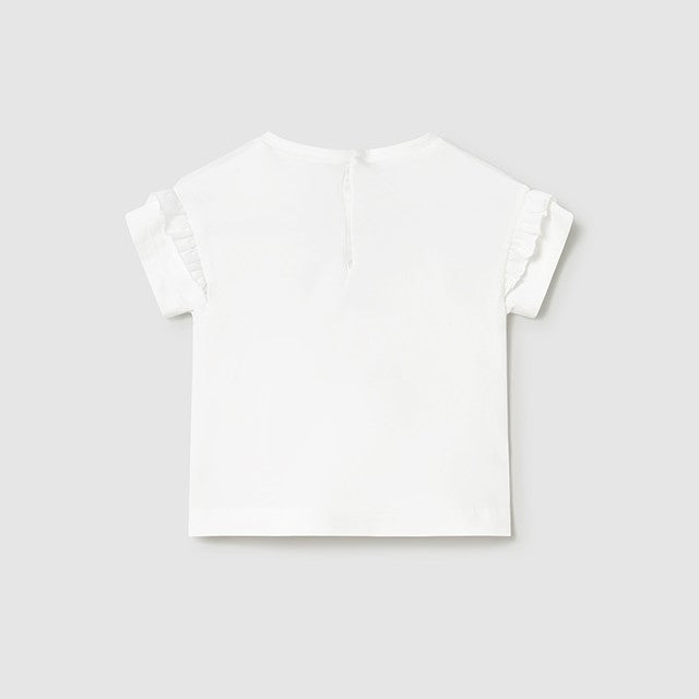 Mayoral Yazlık Kız Bebek Kısa Kol T-shirt Beyaz