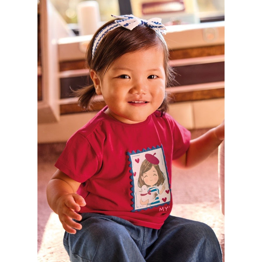 Mayoral Yazlık Kız Bebek Kısa Kol T-shirt Saç Bandı Set Kırmızı