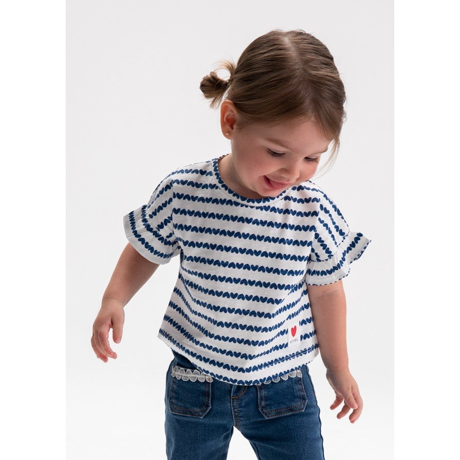 Mayoral Yazlık Kız Bebek Kısa Kol T-shirt Lacivert