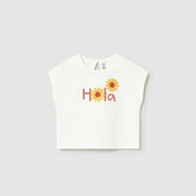 Mayoral Yazlık Kız Bebek Kısa Kol T-shirt Ekru