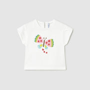 Mayoral Yazlık Kız Bebek Kısa Kol T-shirt Beyaz