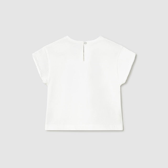 Mayoral Yazlık Kız Bebek Kısa Kol T-shirt Beyaz