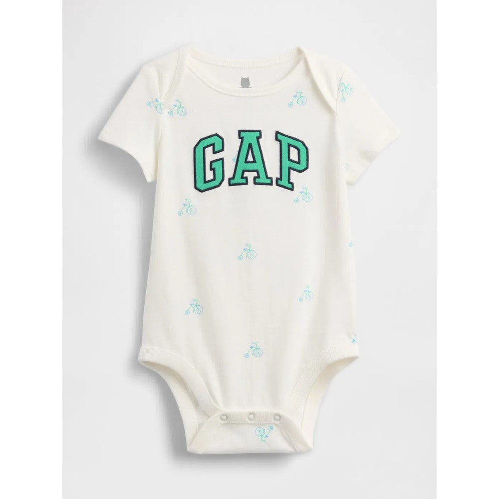 Gap Logolu Erkek Bebek Organik Pamuklu Body Beyaz