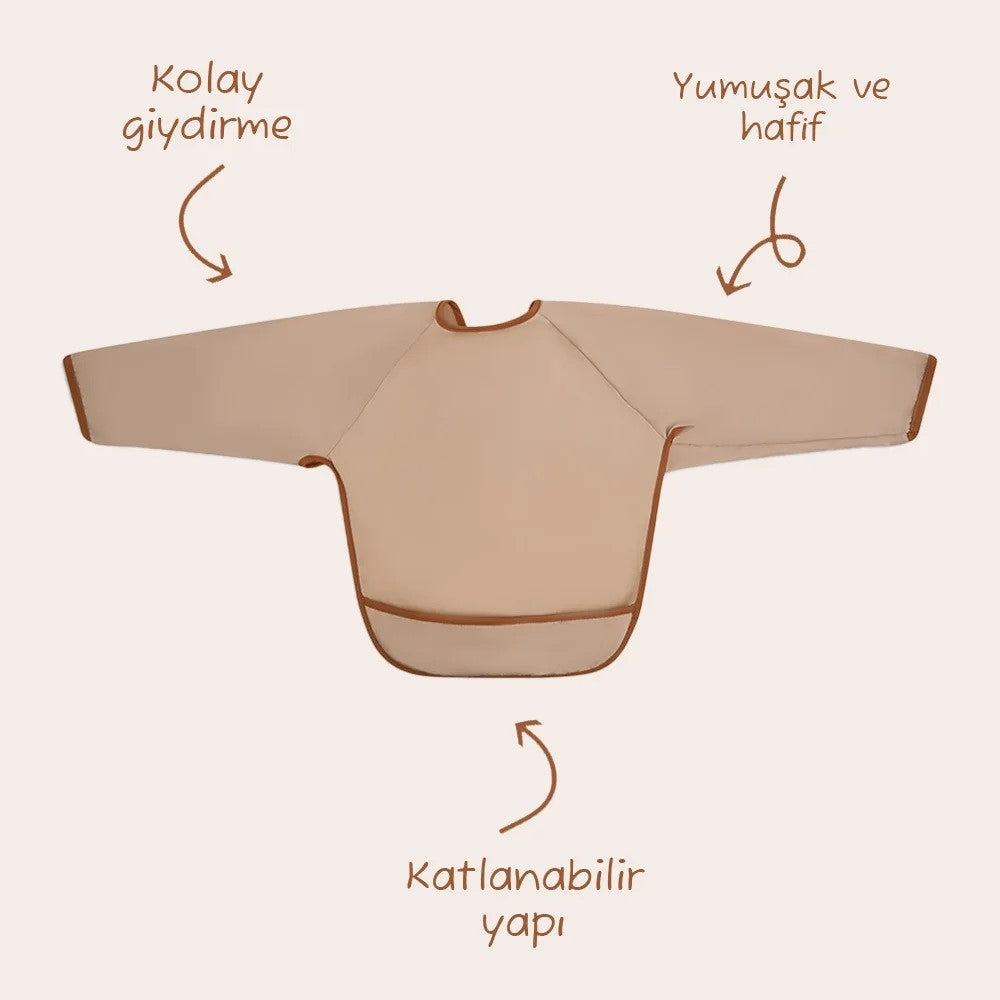 Miniboni Oyun Ve Mama Önlüğü Uzun Kollu Bej