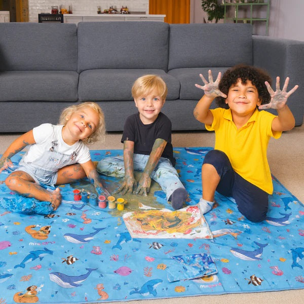 Minimono Yıkanabilir Mama Sandalyesi Altı ve Aktivite Örtüsü- Deniz Canlıları STD