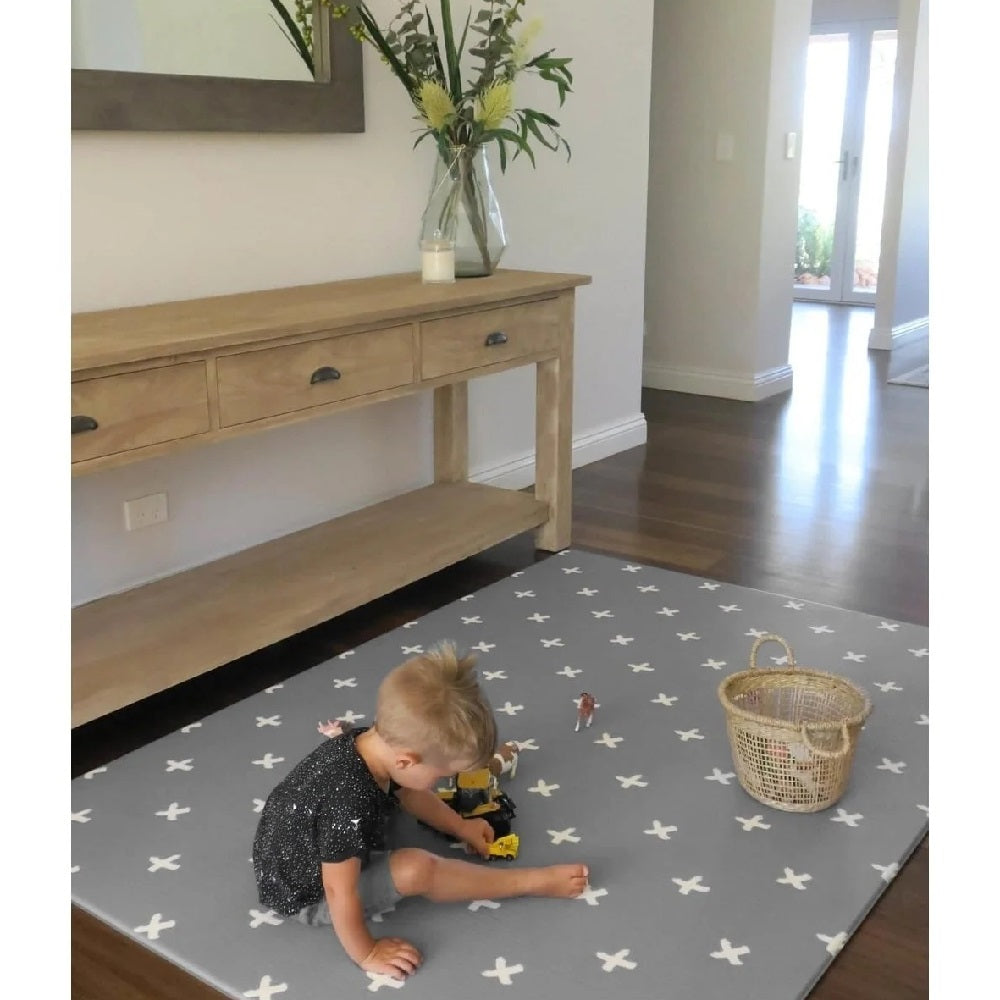 Mikro Australia Bebek Oyun Matı Grey Crosses Aile Boyu