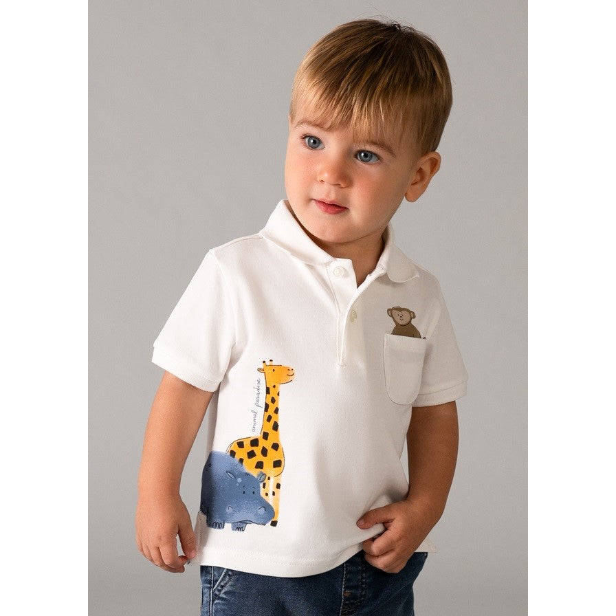Mayoral Yazlık Erkek Bebek Polo Kısa Kol T-shirt Ekru