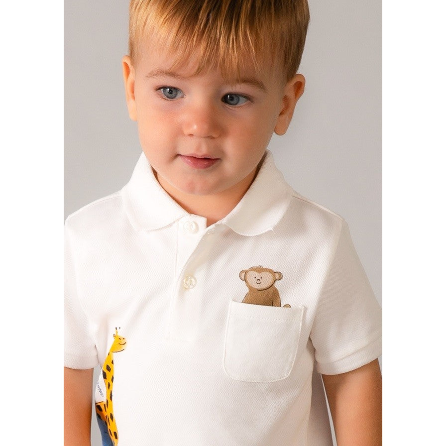 Mayoral Yazlık Erkek Bebek Polo Kısa Kol T-shirt Ekru