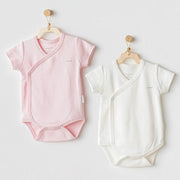 Andywawa Bebek Kısa Kollu Zıbın Takım 2'li  Set- Bunny Bear pembe-krem