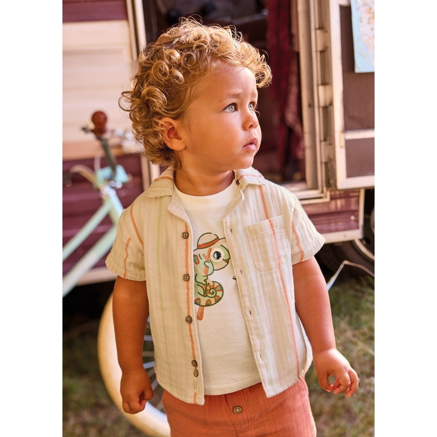 Mayoral Yazlık Erkek Bebek Kısa Kol Gömlek Bej