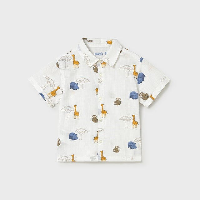 Mayoral Yazlık Erkek Bebek Kısa Kol Gömlek Beyaz