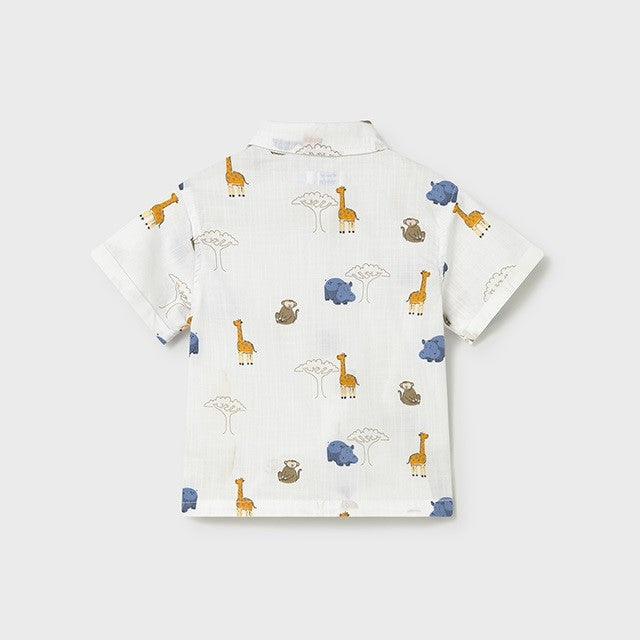 Mayoral Yazlık Erkek Bebek Kısa Kol Gömlek Beyaz