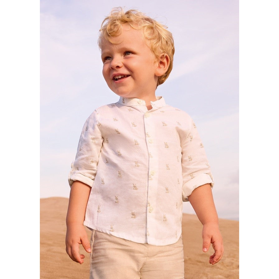 Mayoral Yazlık Erkek Bebek Uzun Kol Gömlek Ekru