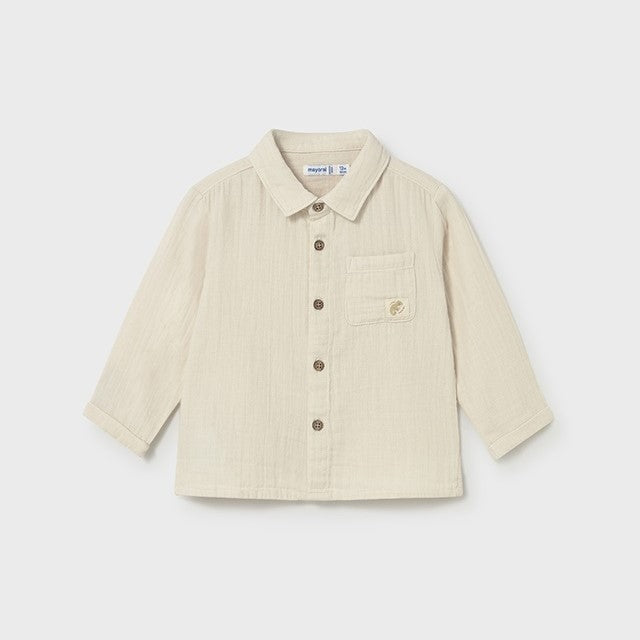 Mayoral Yazlık Erkek Bebek Uzun Kol Gömlek Bej