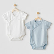 Andywawa Bebek Kısa Kollu Zıbın Takım 2'li  Set- Bunny Bear Mavi