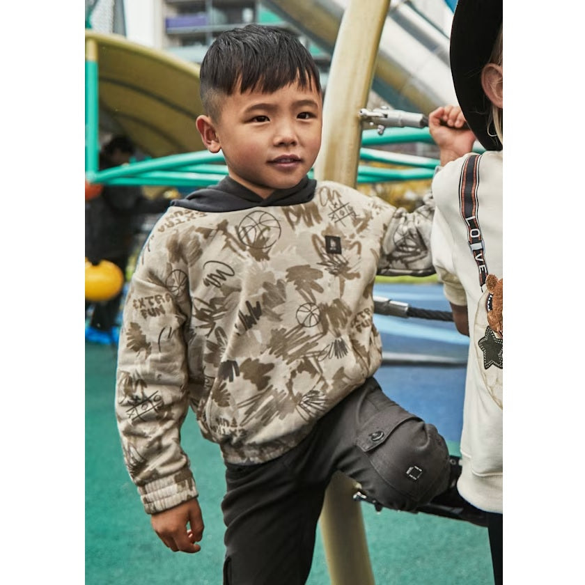 Mayoral Kışlık Erkek Uzun Kol Kapşonlu Sweatshirt Bej