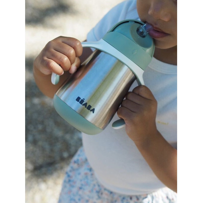 Beaba 250 Ml Çelik Pipetli Suluk Sage Green - Görsel 3