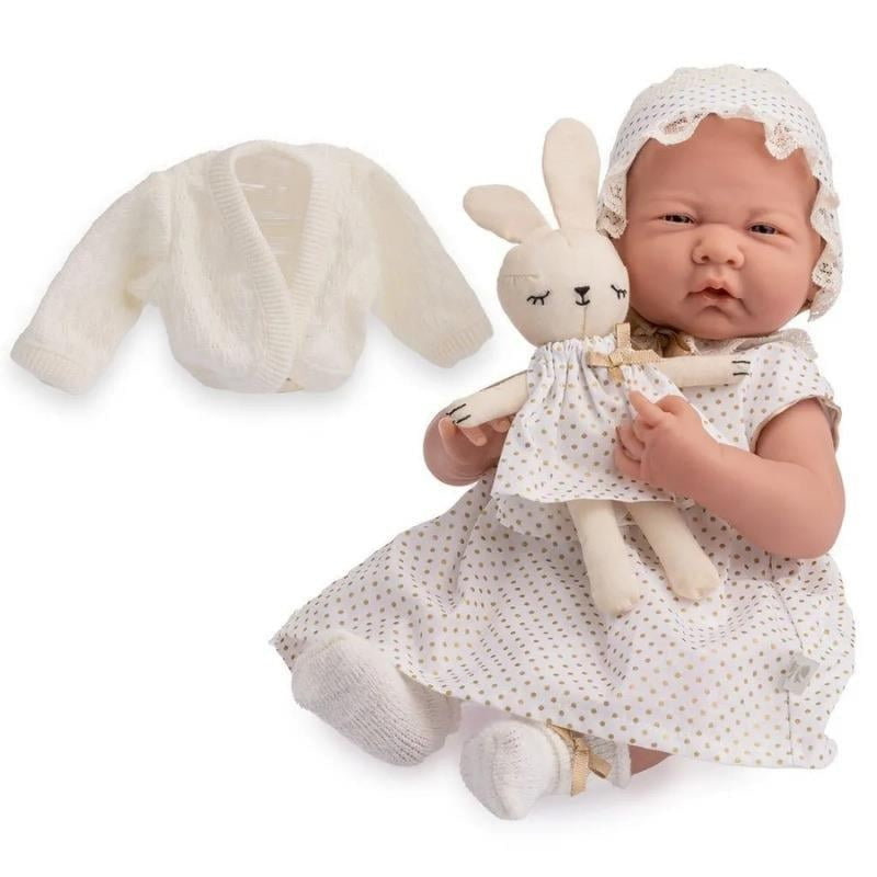 Berenguer Gerçekçi Yenidoğan Oyuncak Kız Bebek 39 cm - Beyaz Hırka ve Tavşanlı - Görsel 4