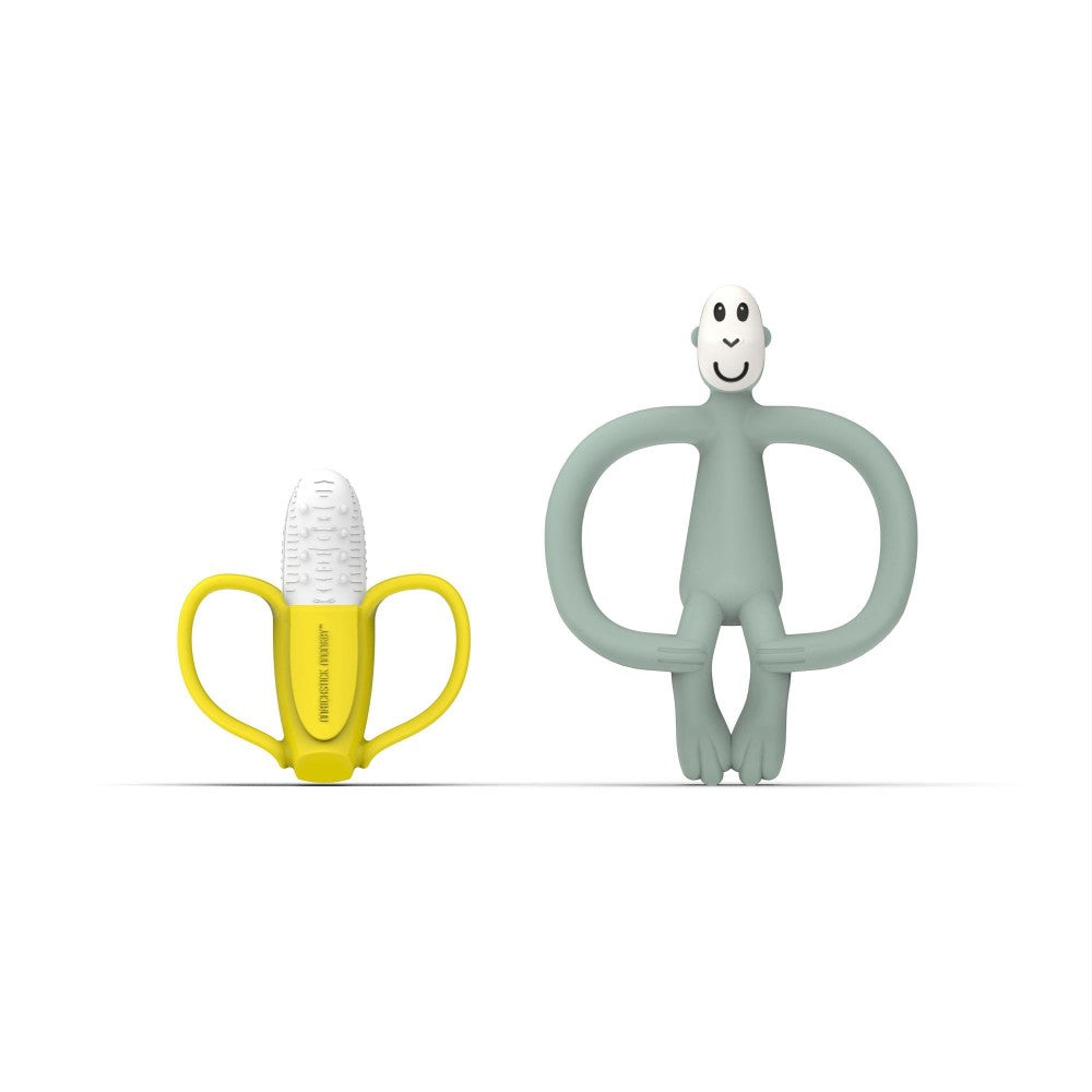 Matchstick Monkey Banana-Silikon Diş Kaşıyıcı Hediye Seti (Mint Yeşili)