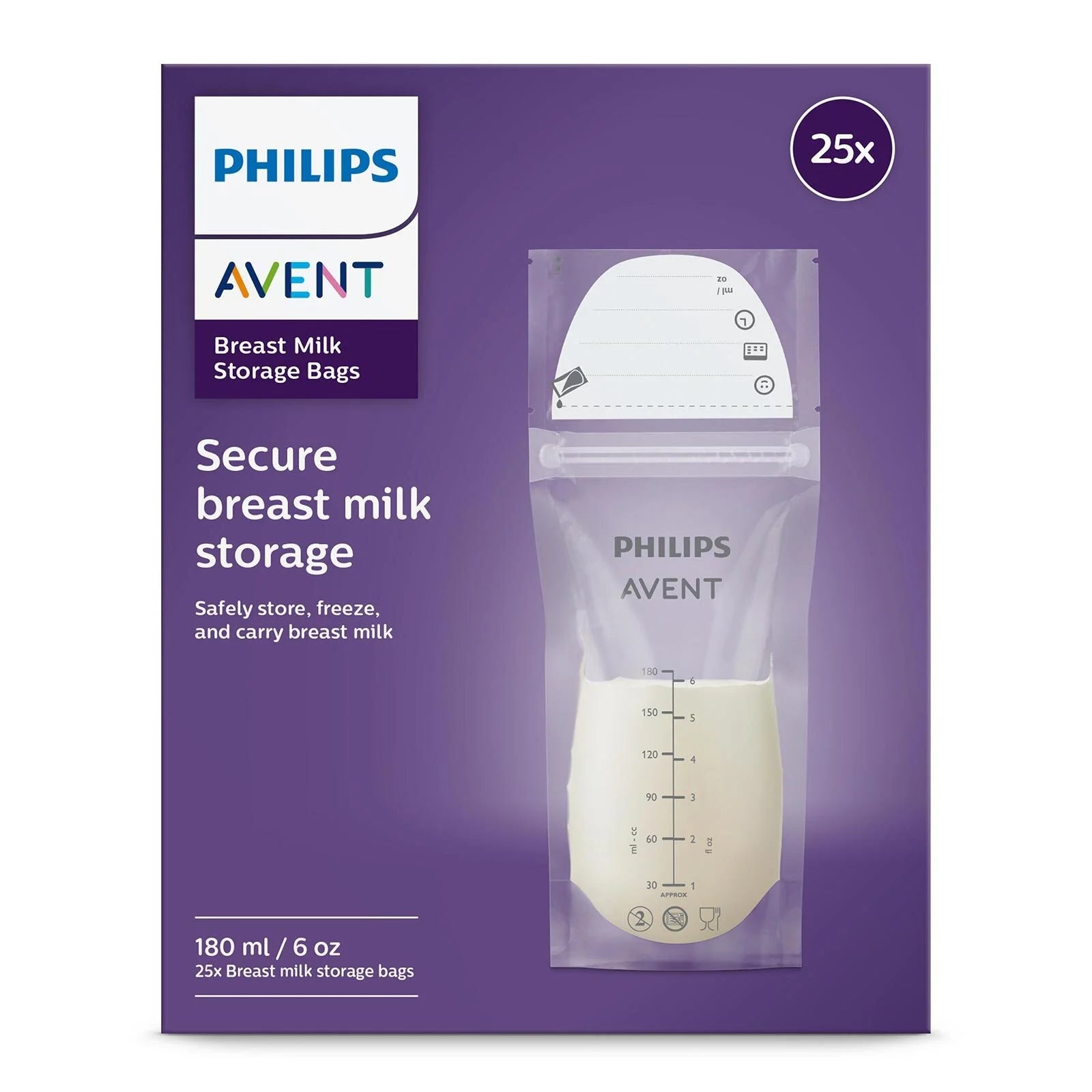 Avent Süt Saklama Poşeti 25 li 180ml STD