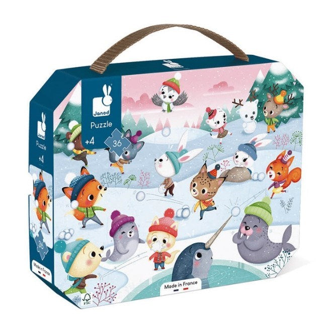 Janod 36 Parça Çantalı Puzzle - Kar Partisi