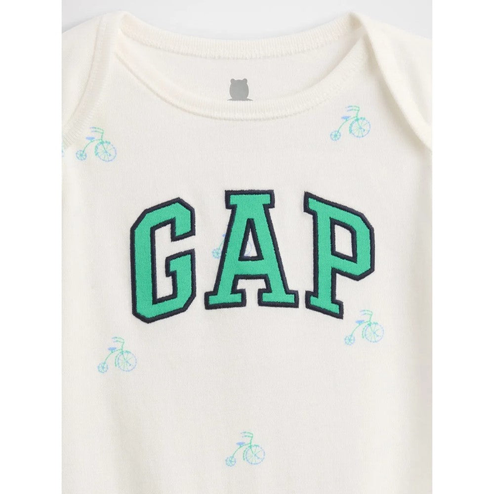 Gap Logolu Erkek Bebek Organik Pamuklu Body Beyaz