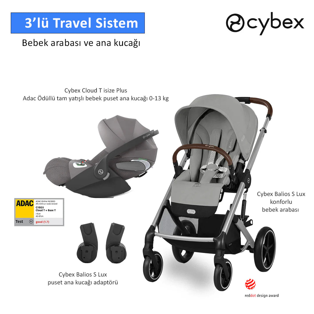 Cybex Balios S Lux Cloud T Plus Bebek Arabası Grey Set
