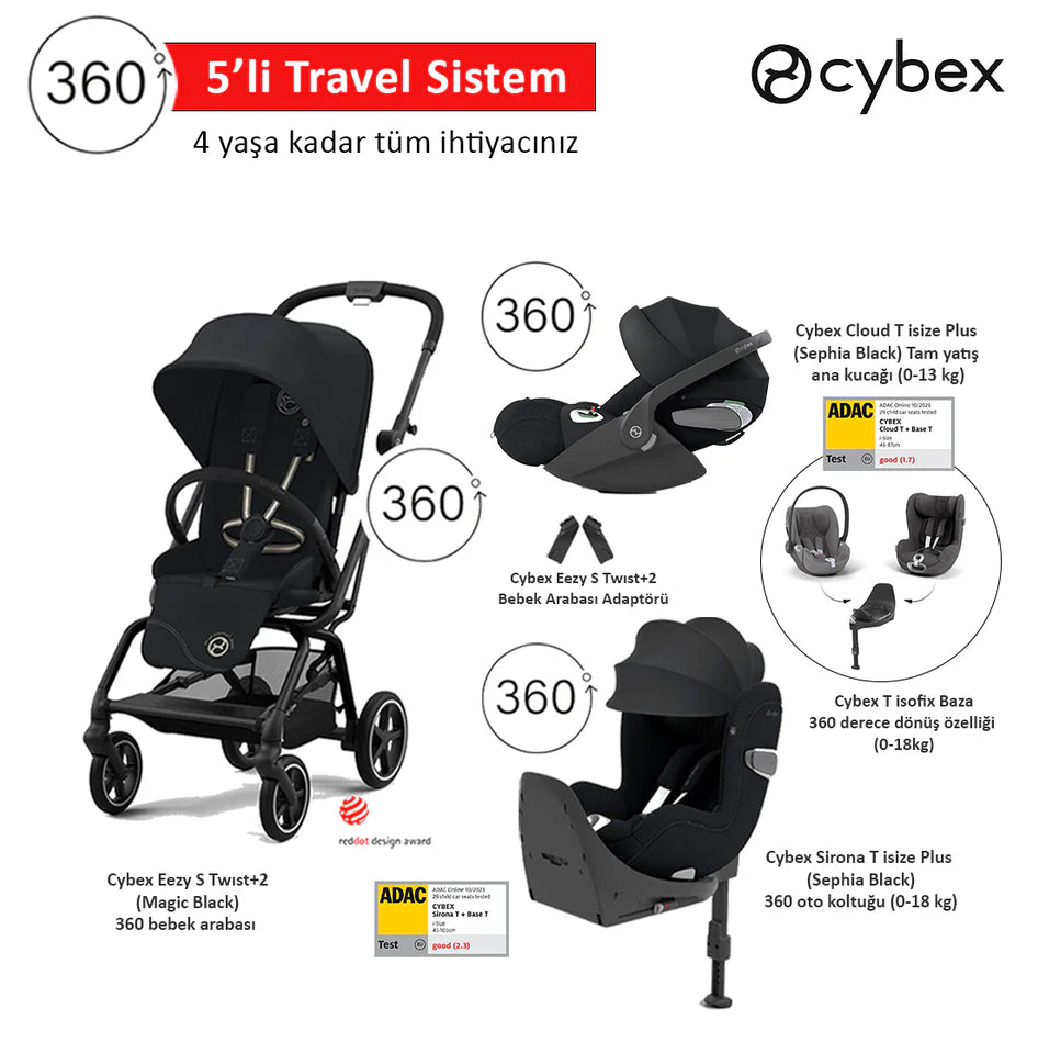 Cybex Eezy S 360 Twist2 Cloud T Plus Sirona T Plus 360 isize Cybex T isofix Baza+ 5’li Set  2025 Ekim 3. Hafta Teslim