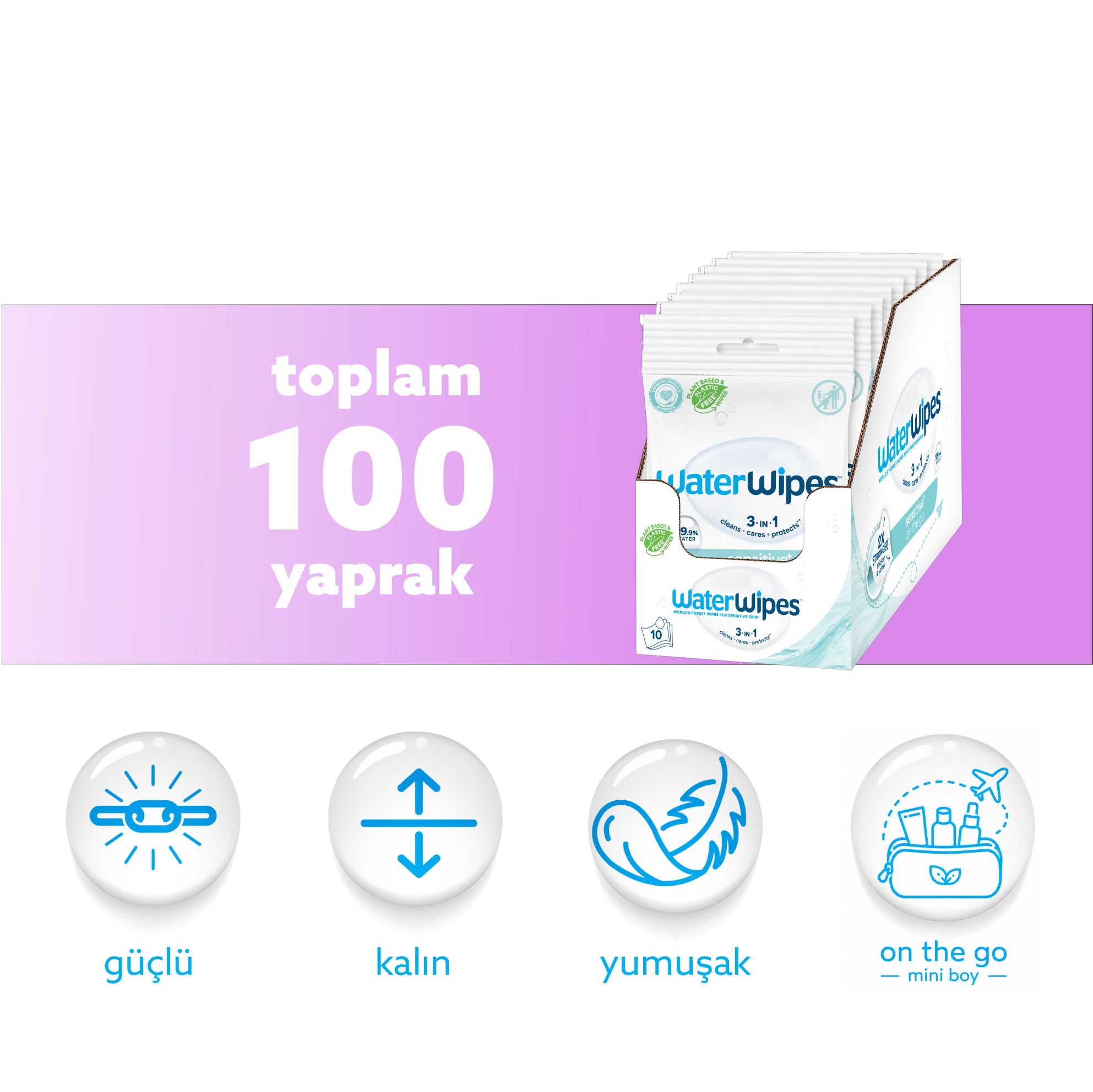 WaterWipes Sensitive+ Pratik Tazelik Islak Mendil 100 adet