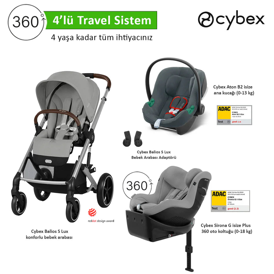 Cybex Balios S Lux Aton B2 Sirona G Plus Bebek Arabası Grey Set