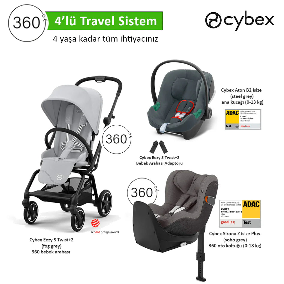 Cybex Eezy S 360 Twist2 Cybex Aton B2 isize  Cybex Sirona 360 isize 4’lü Set Hemen Teslim