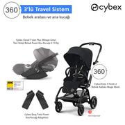 Cybex Eezy S Twist+2 Black Cybex Cloud T isize Plus Mirage Grey Kabin Boy Travel Bebek Arabası Set Hemen Teslim