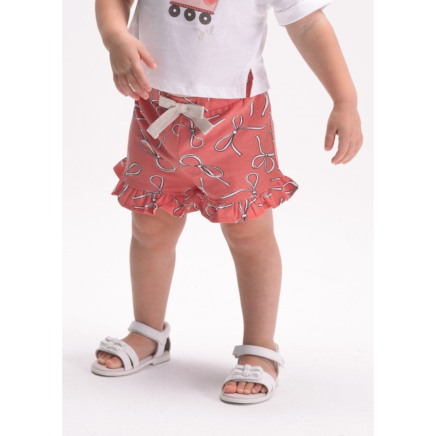 Mayoral Yazlık Kız Bebek Bluz Şort Set Beyaz