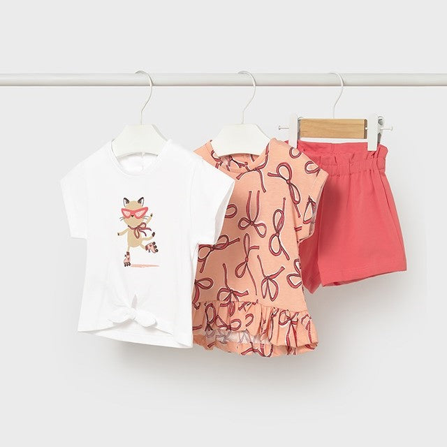 Mayoral Yazlık Kız Bebek Bluz Şort 3'lü Set Turuncu