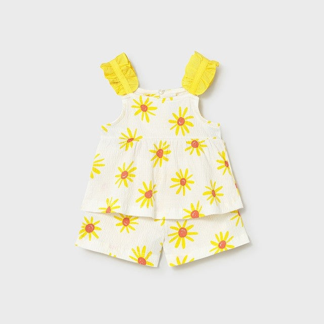 Mayoral Yazlık Kız Bebek Bluz Şort Set Sarı