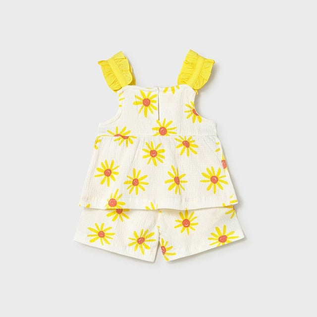 Mayoral Yazlık Kız Bebek Bluz Şort Set Sarı