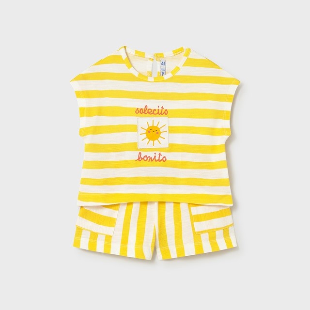 Mayoral Yazlık Kız Bebek Bluz Şort Set Sarı