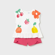 Mayoral Yazlık Kız Bebek Bluz Şort Set Beyaz