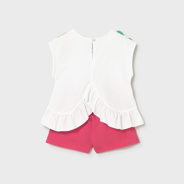 Mayoral Yazlık Kız Bebek Bluz Şort Set Beyaz