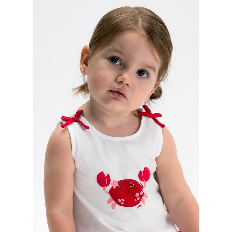 Mayoral Yazlık Kız Bebek Bluz Şort Set Kırmızı