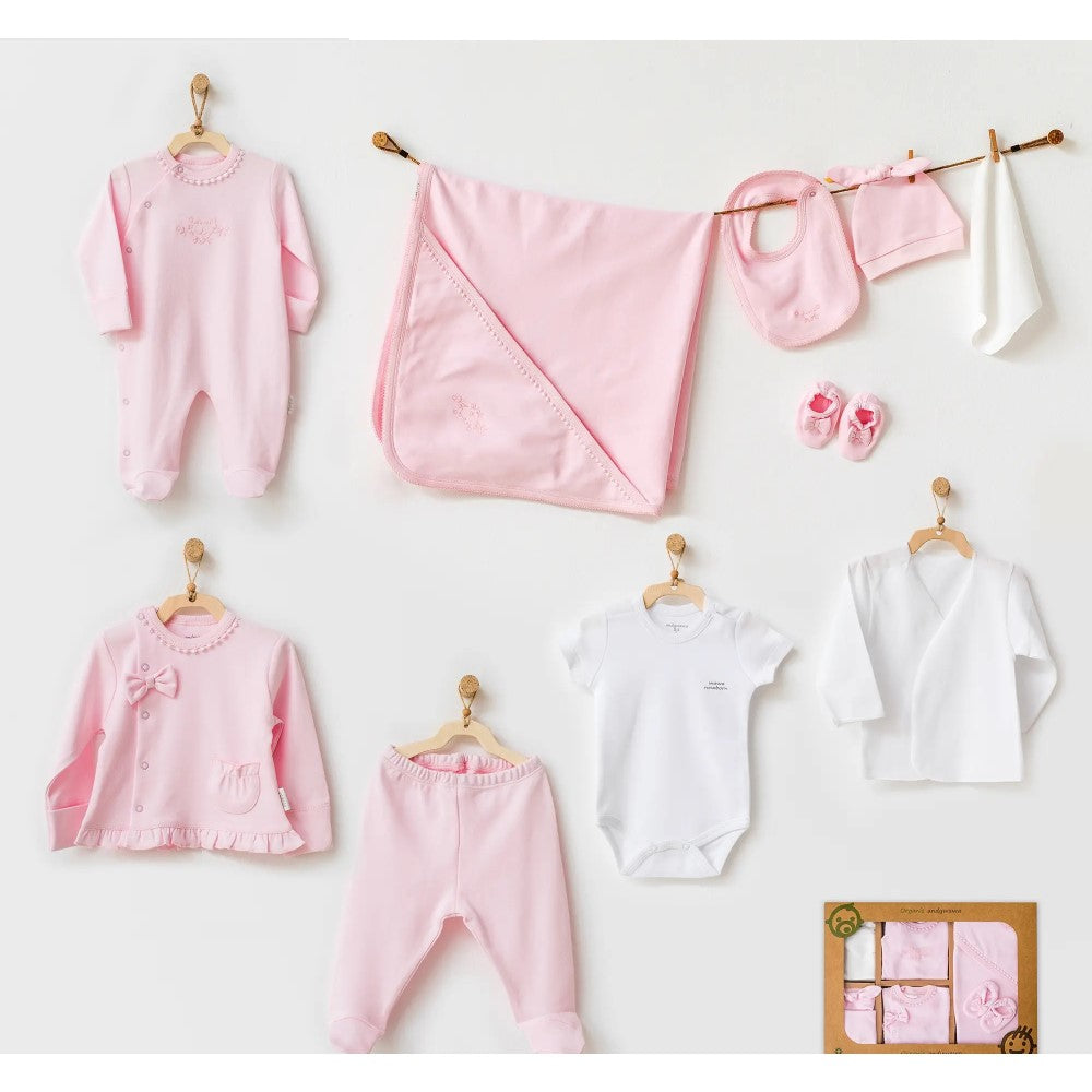 Andywawa Bebek Organik 10'lu Hastane Çıkış Seti Pembe