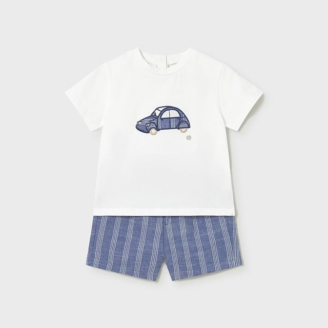 Mayoral Yazlık Erkek Bebek Kısa Kol T-shirt Bermuda 2'li Set Mavi